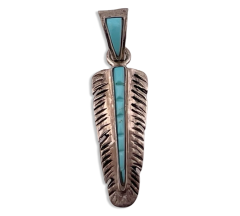 sterling silver turquoise feather pendant