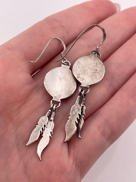 sterling silver turquoise shadowbox hook dangle earrings