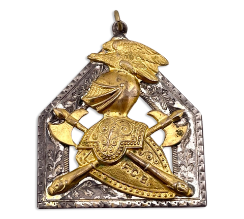 sterling silver FCB Knights of Pythias knight axe emblem gold plated pendant