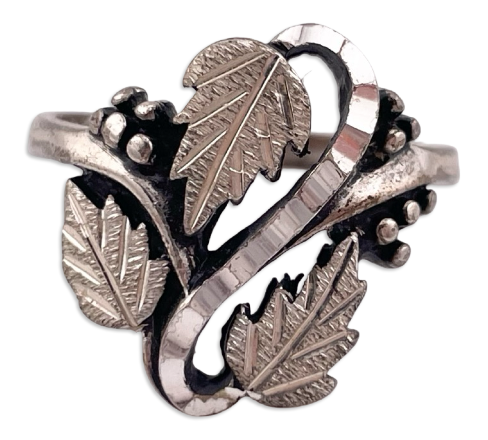 size 9 sterling silver leaf ring