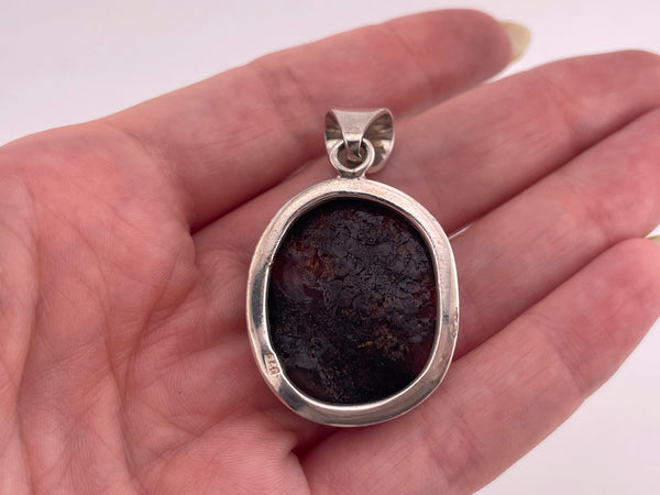 sterling silver amber pendant
