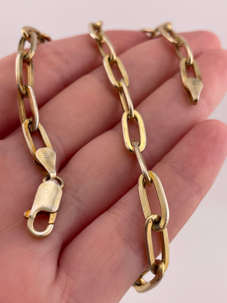 sterling silver 15-3/4" gold wash paperclip chain necklace ***AS IS***