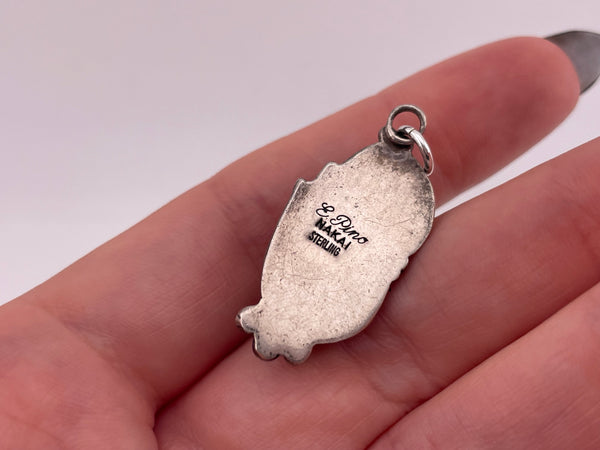 sterling silver E Pino rose quartz pendant