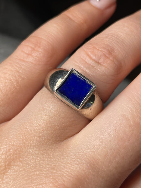 size 7 sterling silver lapis square ring