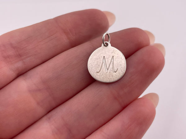 sterling silver Stella & Dot 'M' initial letter pendant