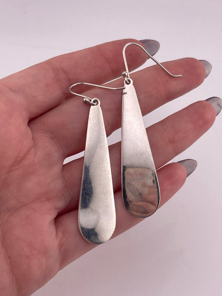sterling silver stoneless paddle dangle earrings