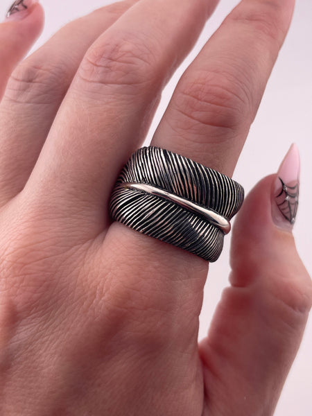 size 10.5 sterling silver heavy 20 grams stoneless feather ring