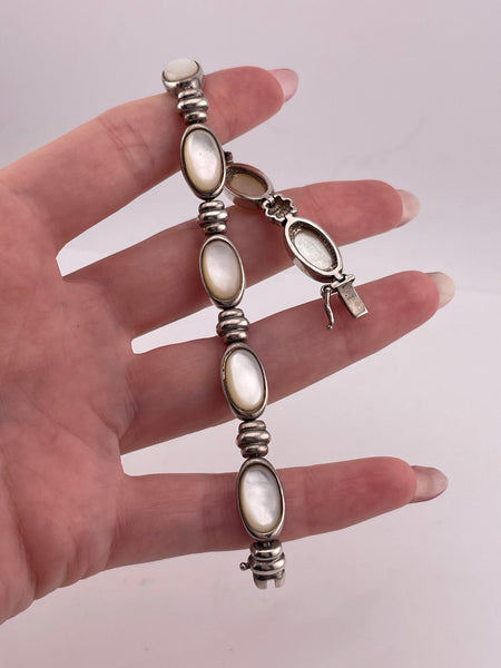 sterling silver 7 1/4" mother of pearl link bracelet