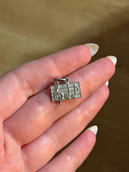 RESERVED PRIVATE LISTING -- sterling silver music notes pendant A8