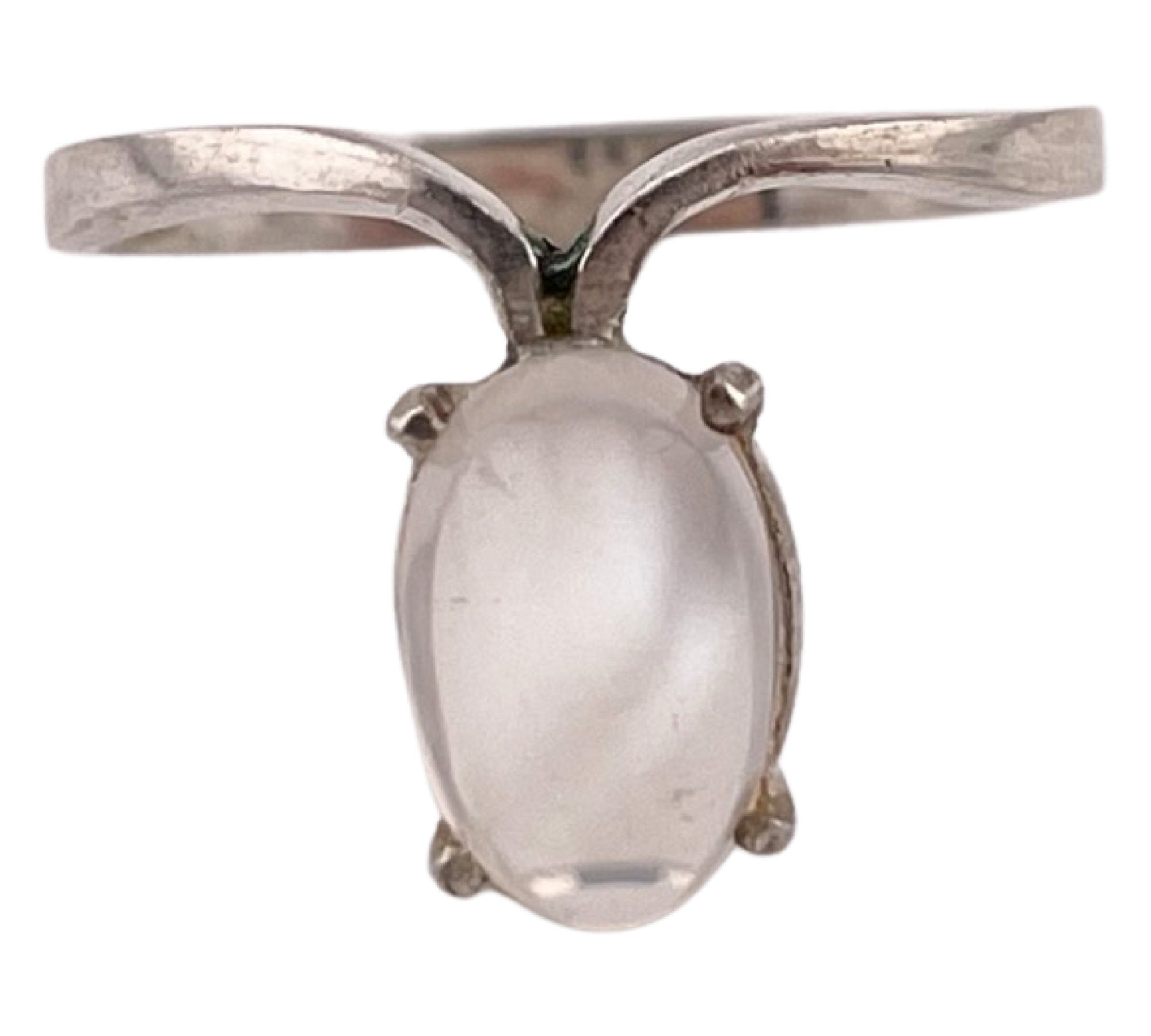 sterling silver NOS moonstone V drop ring