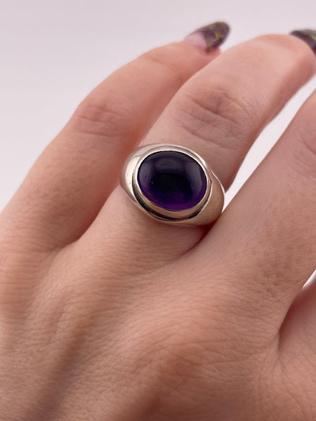size 6.5 sterling silver chunky heavy amethyst ring