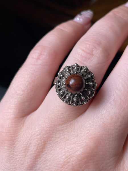 size 6.5 sterling silver mahogany obsidian ring