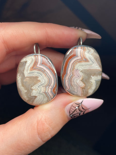 sterling silver artisan agate dangle earrings