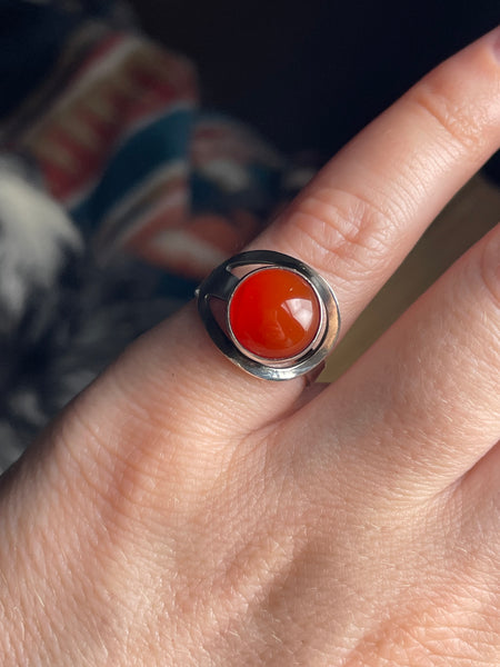 size 6 sterling silver carnelian ring