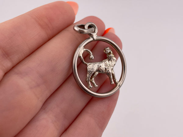 sterling silver Leo the Lion zodiac sign cut-out design pendant