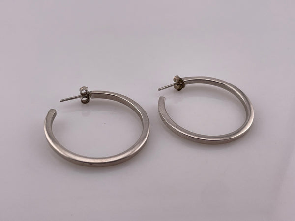 sterling silver 1 3/8" hoop post earrings