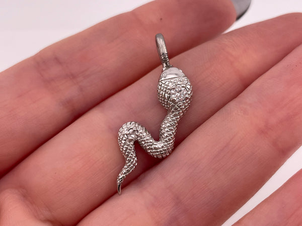 sterling silver snake rhinestone pendant