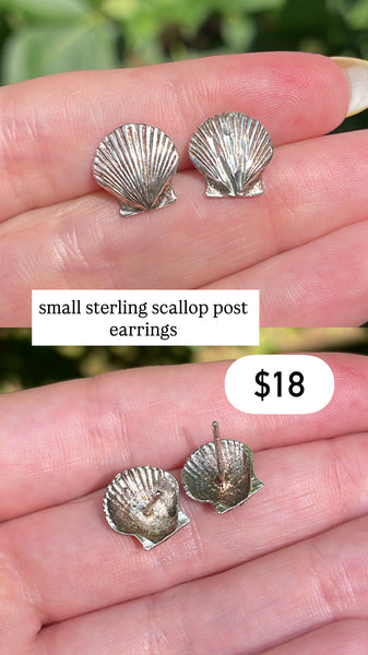 RESERVED PRIVATE LISTING -- sterling silver scallop post earrings A14