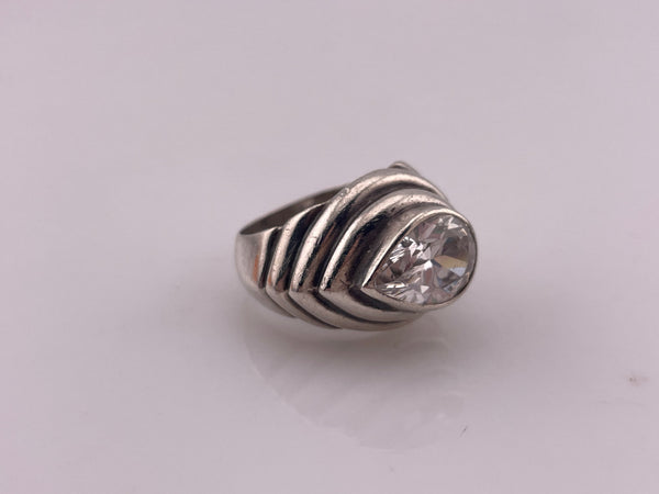 size 6.5 sterling silver chunky faceted rhinestone ring