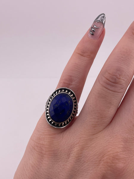 size 5 sterling silver faceted lapis ring