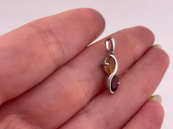 sterling silver faceted citrine garnet pendant