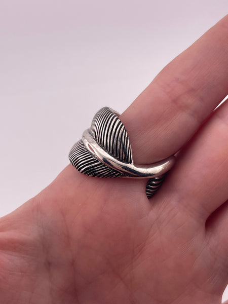 size 10.5 sterling silver heavy 20 grams stoneless feather ring