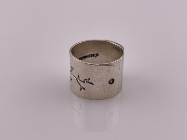 size 5.5 sterling silver & copper wide band tree ring