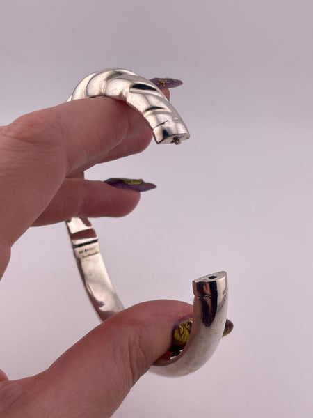 950 silver Italian stoneless San Marco style hinge bangle bracelet **AS IS**