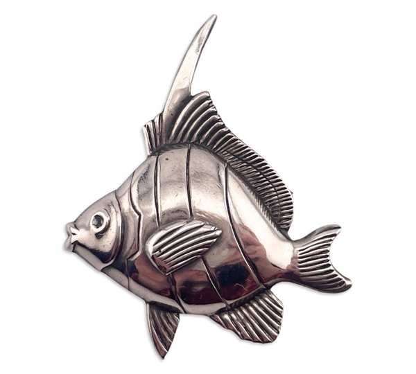 sterling silver pressed angel fish brooch pin
