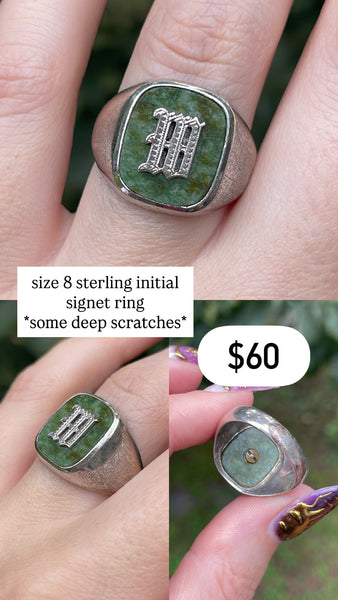 RESERVED PRIVATE LISTING -- sterling silver initial signet ring A5