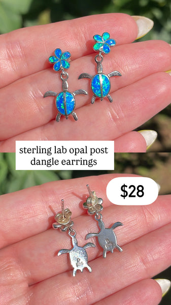 RESERVED PRIVATE LISTING -- sterling silver sea turtle post dangle earrings A8
