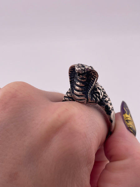 size 14 sterling silver high profile cobra snake ring