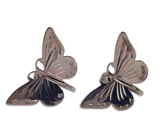 sterling silver butterfly screw-back earrings