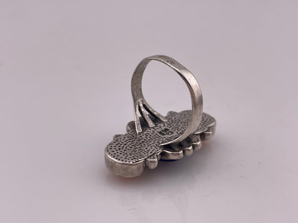 size 7.75 sterling silver lapis coral ring