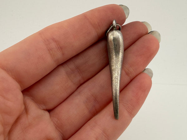 sterling silver large matte brushed finish Italian horn pendant