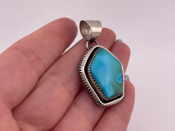 sterling silver Navajo Bea Johnson turquoise pendant