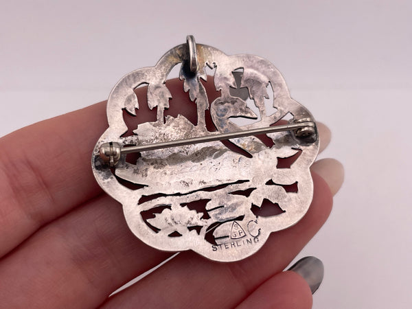 sterling silver swan pendant brooch
