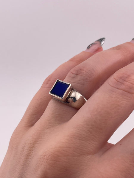 size 7 sterling silver lapis square ring