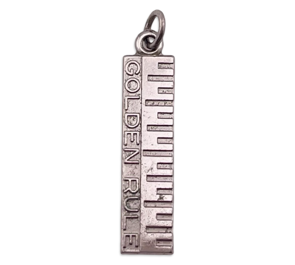 sterling silver rhodium plated "Golden Rule" ruler pendant