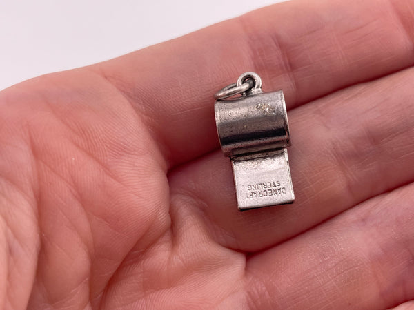 sterling silver rhodium plated whistle pendant