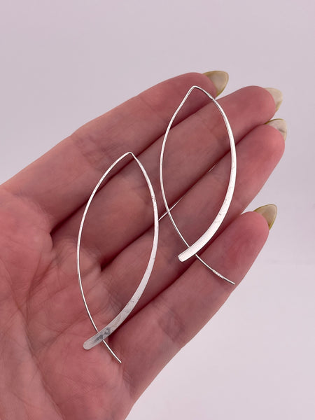 rhodium plated sterling silver lightweight threader dangle earrings **AS IS**