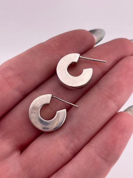 sterling silver chunky 5/8" post hoop earrings