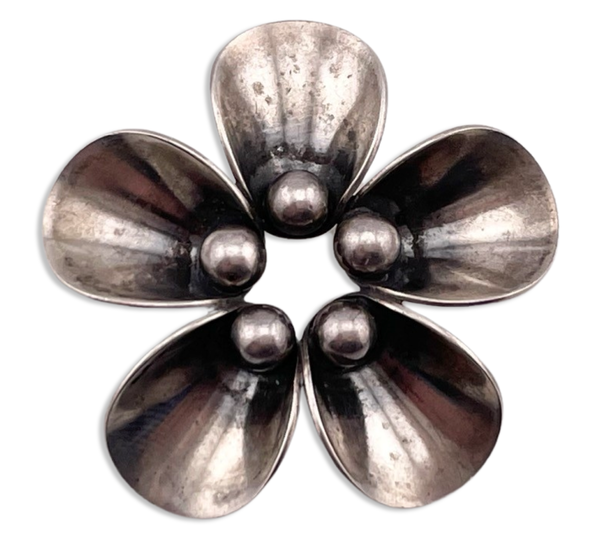 sterling silver N.E. From modernist artisan flower brooch