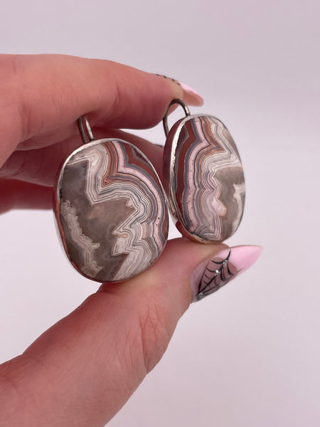 sterling silver artisan agate dangle earrings