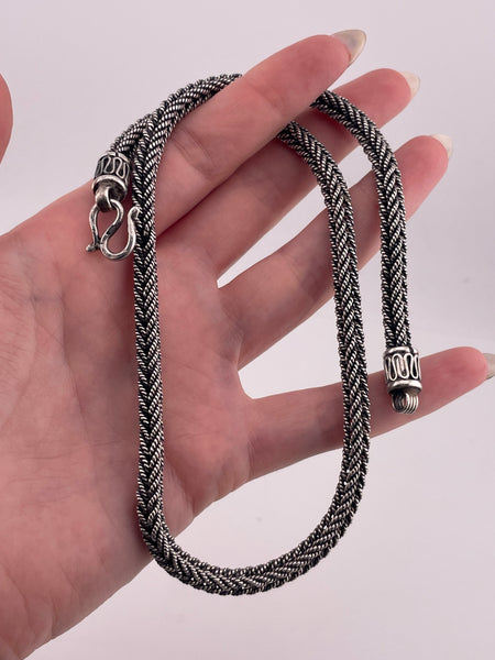 sterling silver 18" heavy 58 grams box wheat chain necklace