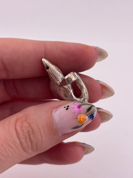 sterling silver solid shark pendant