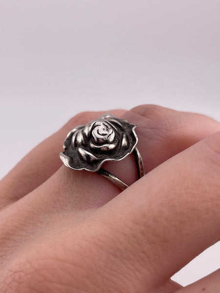 size 6.5 sterling silver rose flower ring