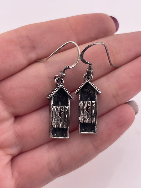 sterling silver outhouse toilet hook dangle earrings