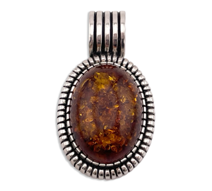 sterling silver Carol Felley large amber pendant