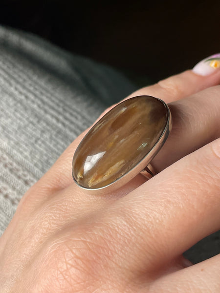 size 6 sterling silver brown agate ring